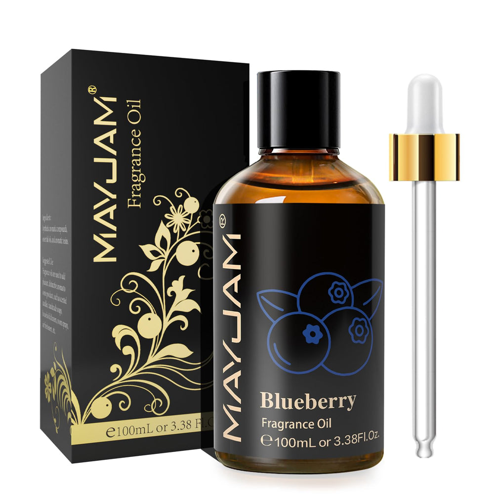 MAYJAM Blueberry fragrance oil in a 100ml amber glass bottle with glass dropper