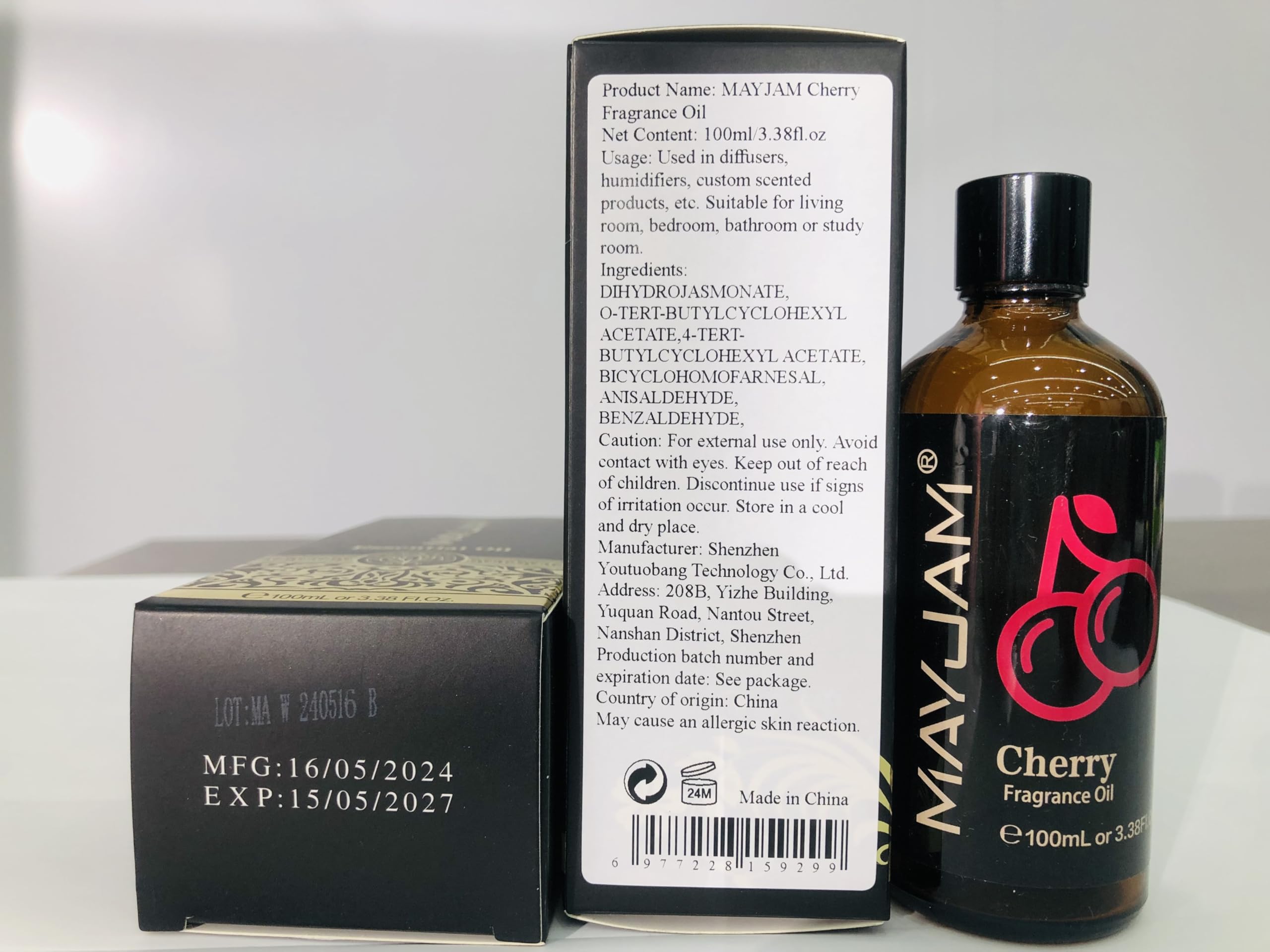 Gift-ready MAYJAM Cherry Fragrance Oil packaging