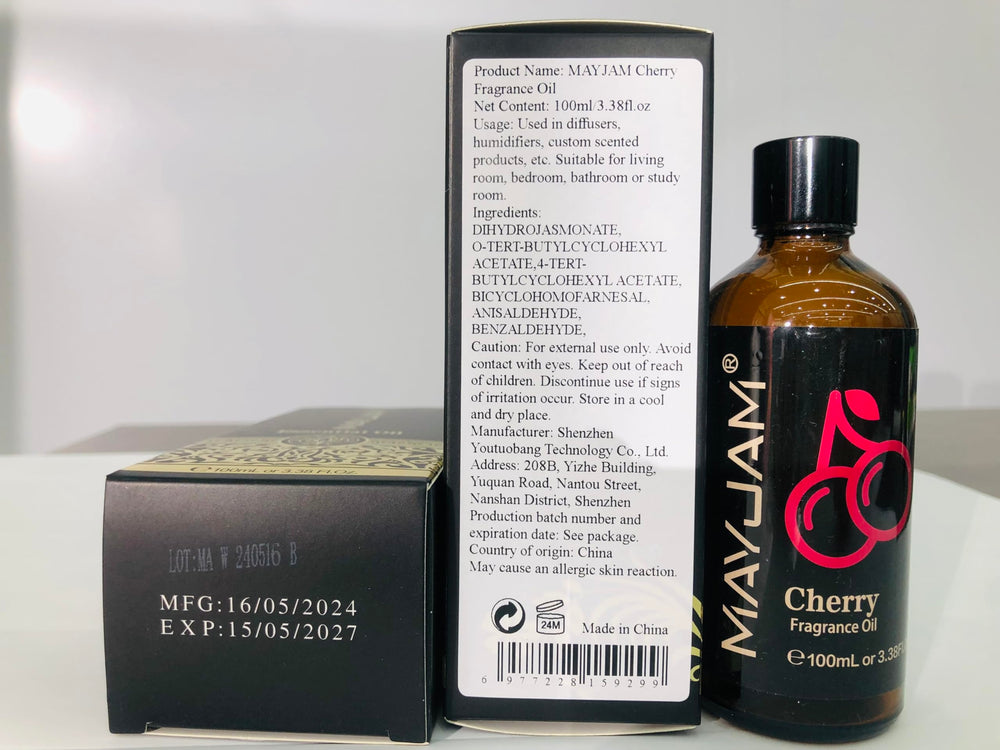 Gift-ready MAYJAM Cherry Fragrance Oil packaging