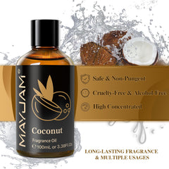 MAYJAM coconut fragrance oil bottle showing dropper tip