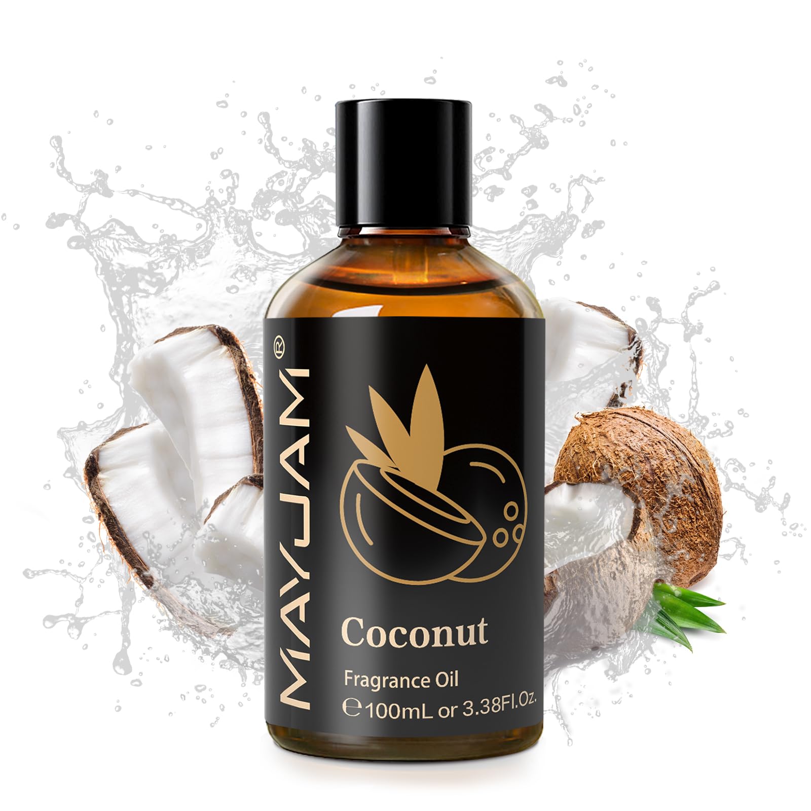 DIY projects with MAYJAM Coconut fragrance oil in amber bottle