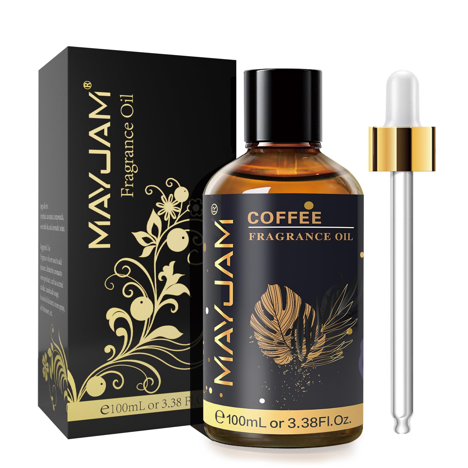 MAYJAM Coffee fragrance oil in 100ml amber bottle with glass dropper