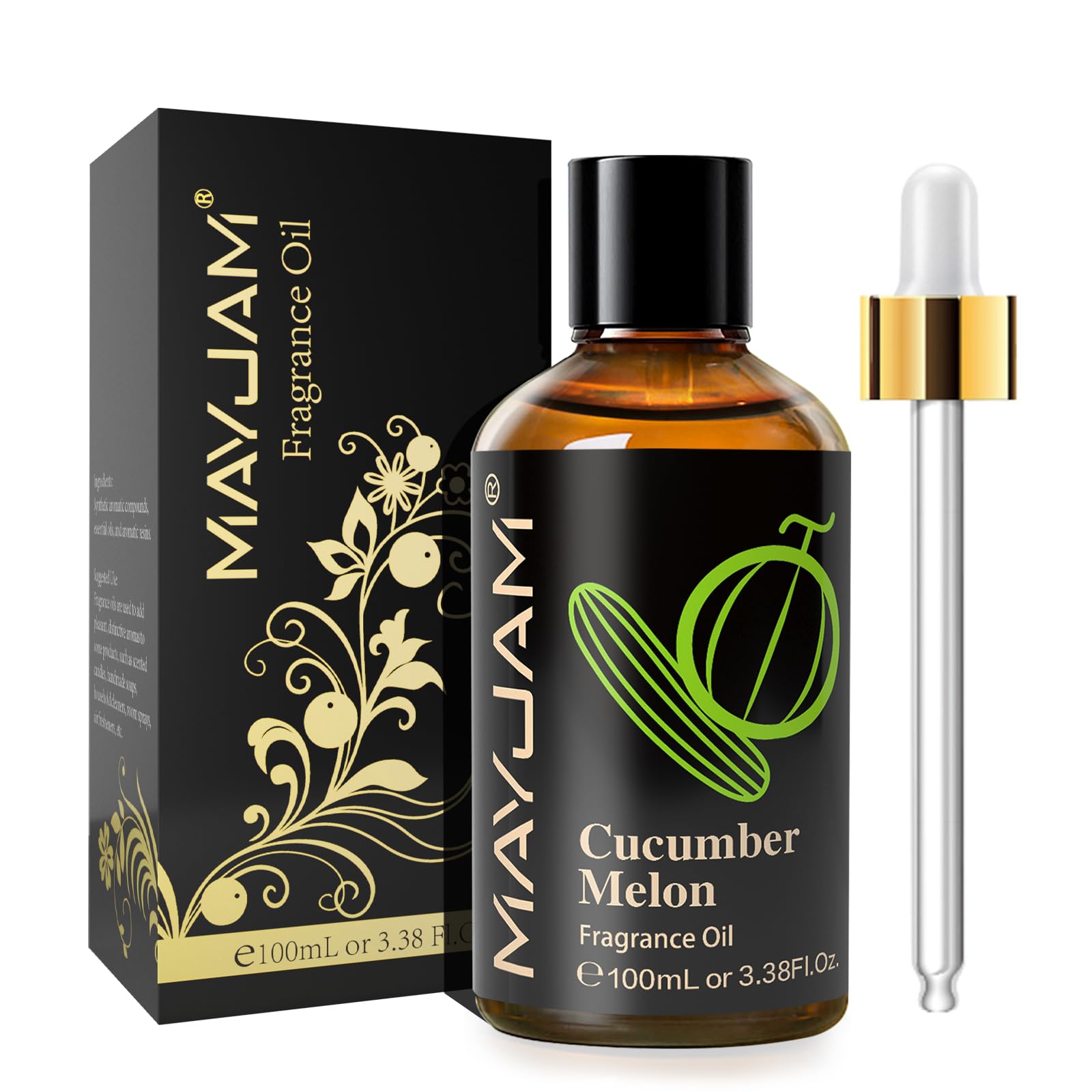 MAYJAM cucumber melon fragrance oil in a 100ml amber bottle