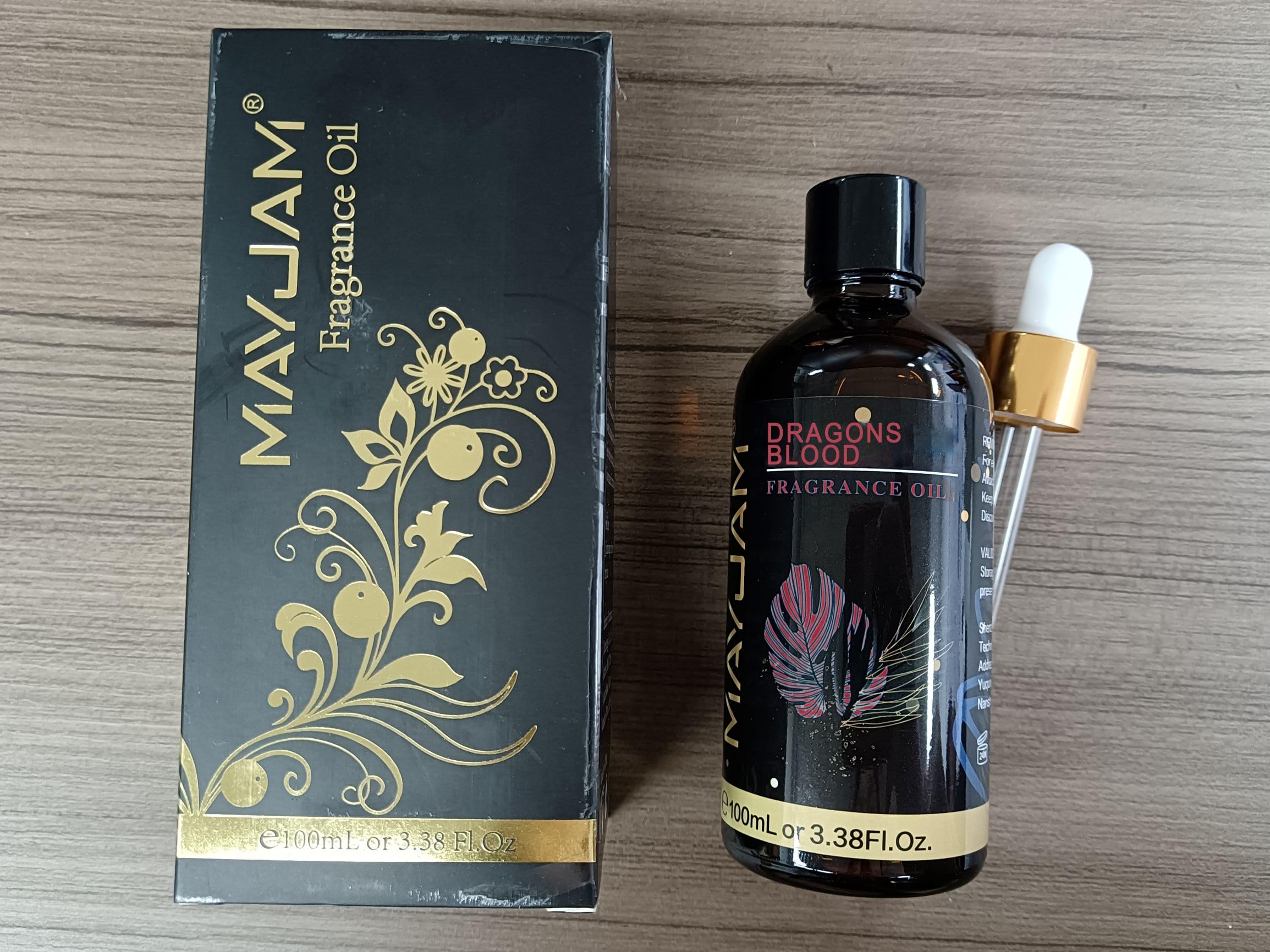 Gift-ready MAYJAM Dragons Blood fragrance oil packaging