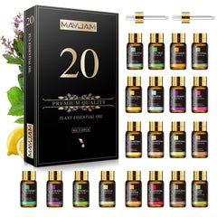 MAYJAM Essential Oil Set packaging display with 20 bottles, ideal for gifting and home aromatherapy.