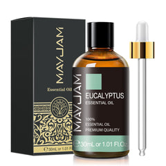 MAYJAM Eucalyptus Essential Oil dropper bottle close-up