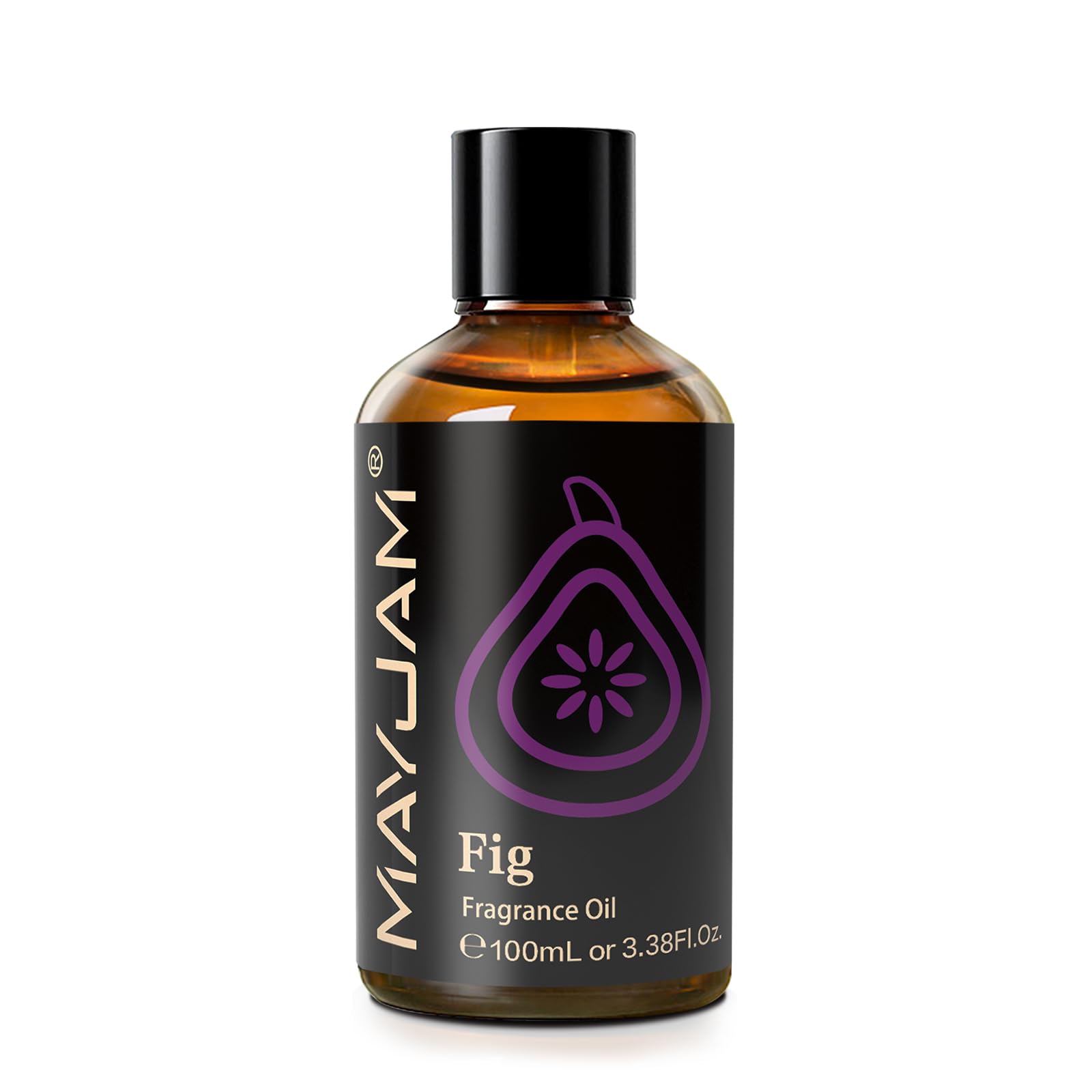 Amber 100ML bottle of MAYJAM Fig fragrance oil with glass dropper