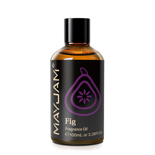 Amber 100ML bottle of MAYJAM Fig fragrance oil with glass dropper