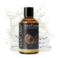Amber glass bottle of MAYJAM Fresh Linen fragrance oil