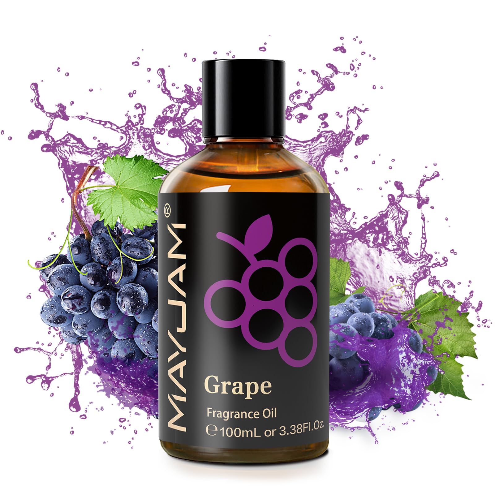 Elegant packaging for MAYJAM Grape fragrance oil