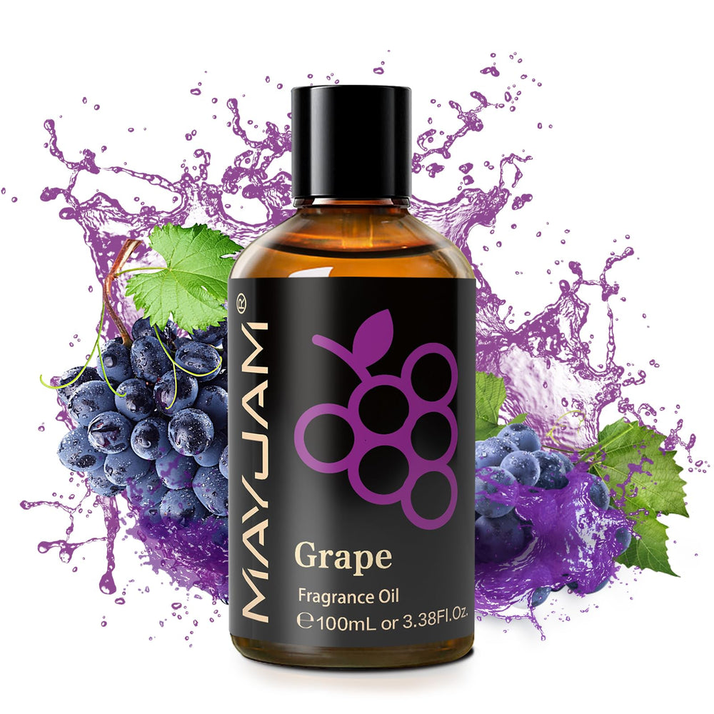 Elegant packaging for MAYJAM Grape fragrance oil