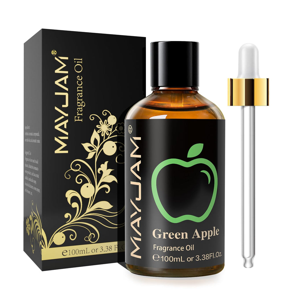 MAYJAM Green Apple fragrance oil in 100ml amber bottle with glass dropper