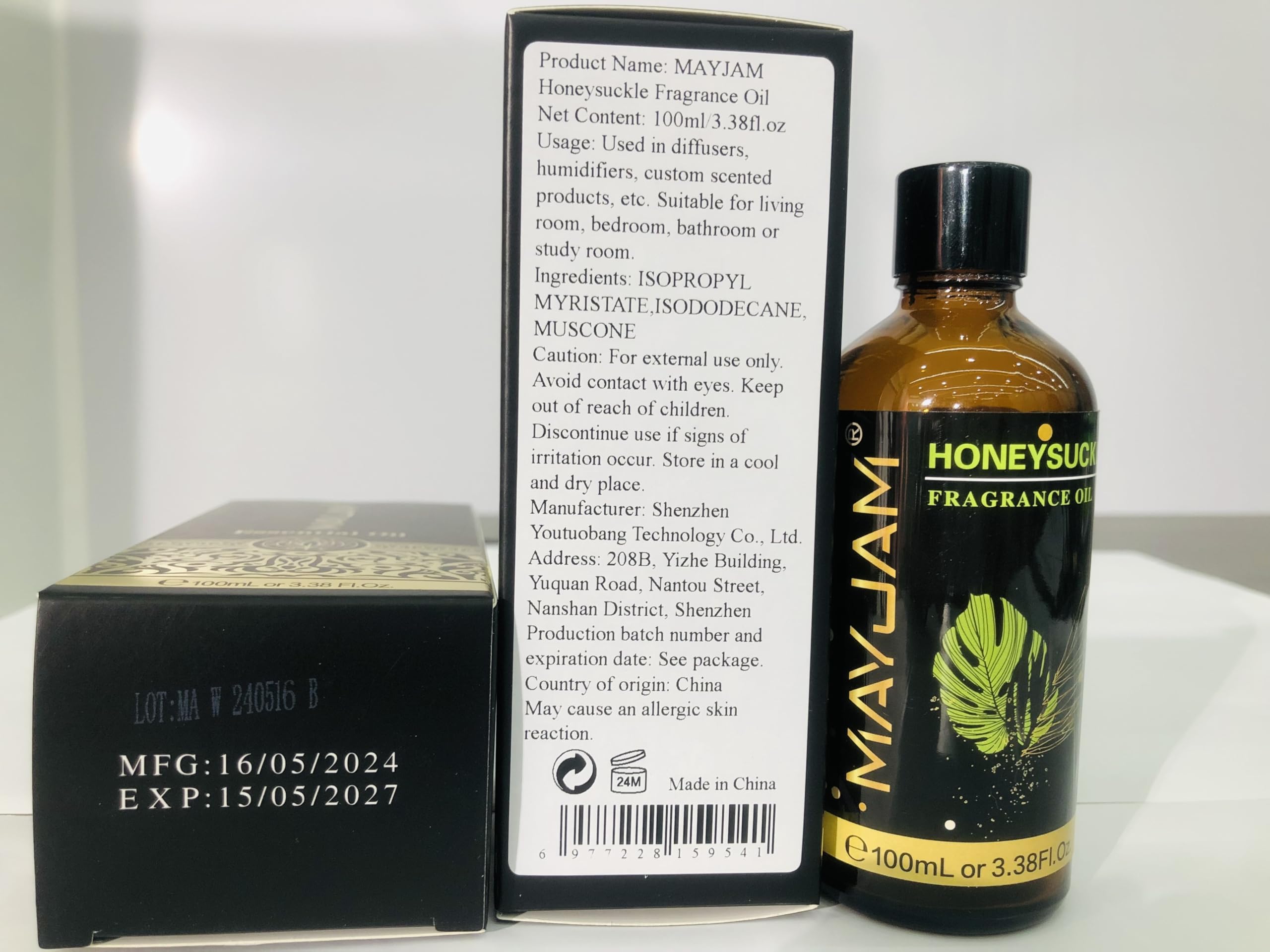 Gift box featuring MayJAM Honeysuckle Fragrance Oil