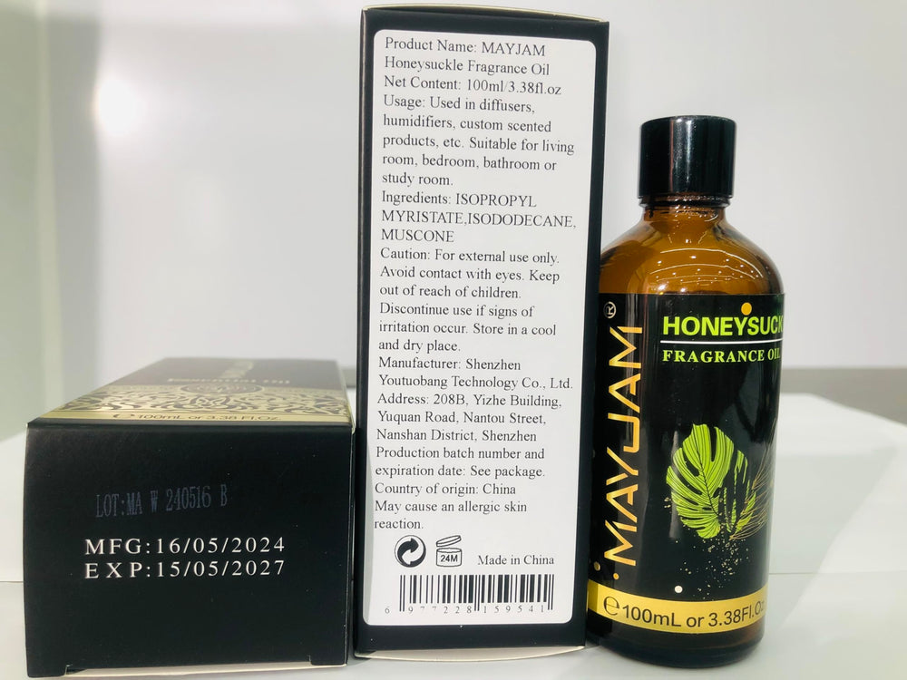 Gift box featuring MayJAM Honeysuckle Fragrance Oil