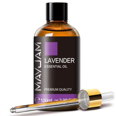 MAYJAM Lavender Essential Oil in 100 ml amber glass bottle with dropper