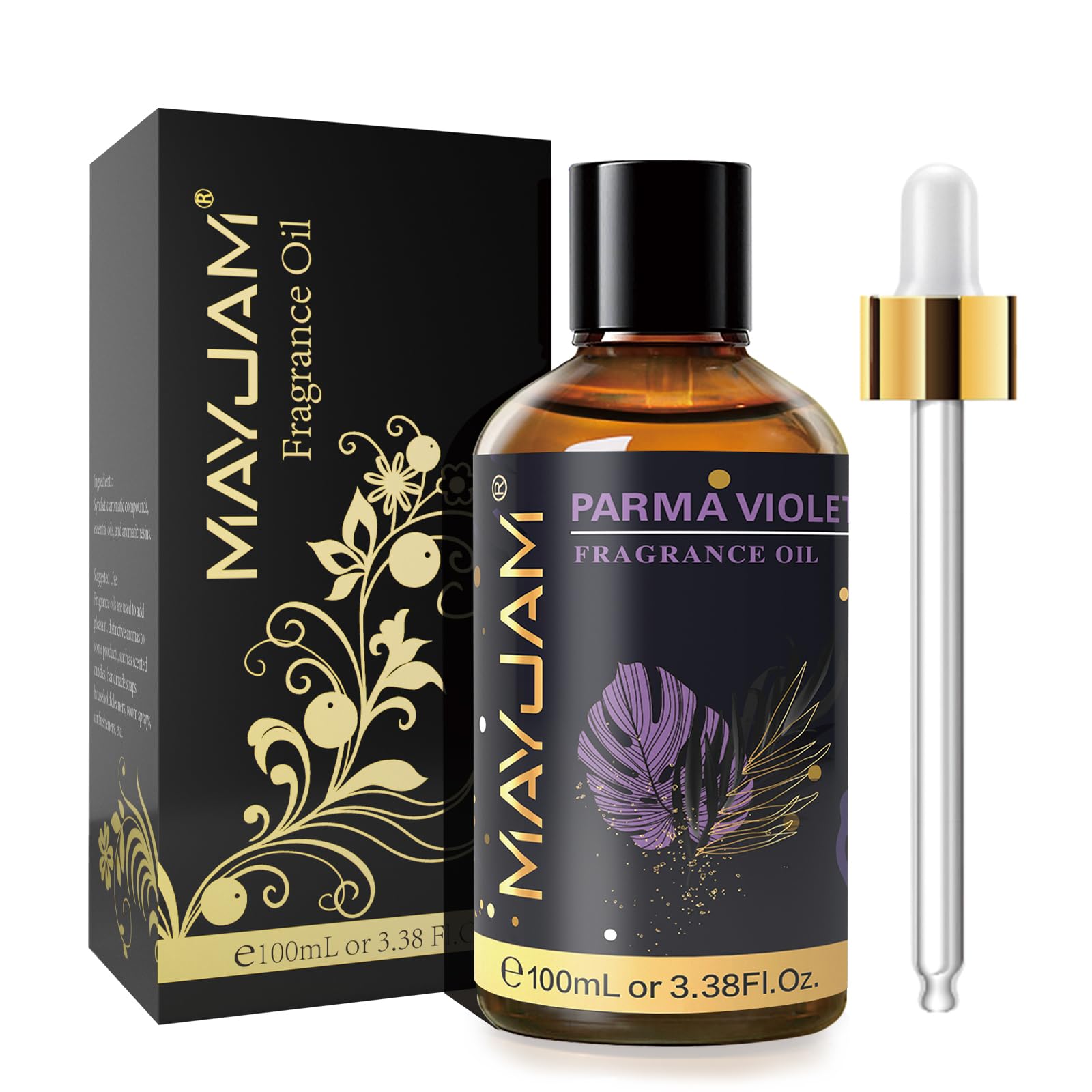 MAYJAM Parma Violet fragrance oil in 100ml amber bottle with glass dropper