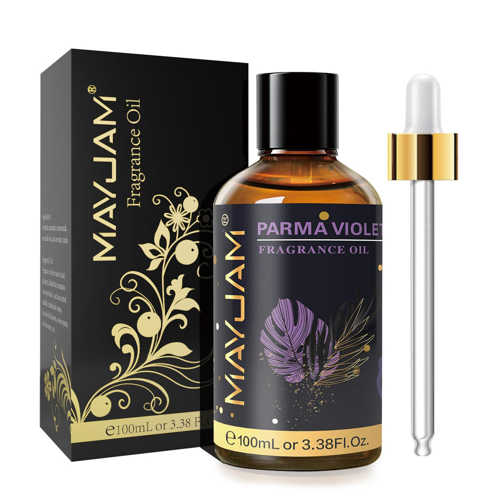 MAYJAM Parma Violet fragrance oil in 100ml amber bottle with glass dropper