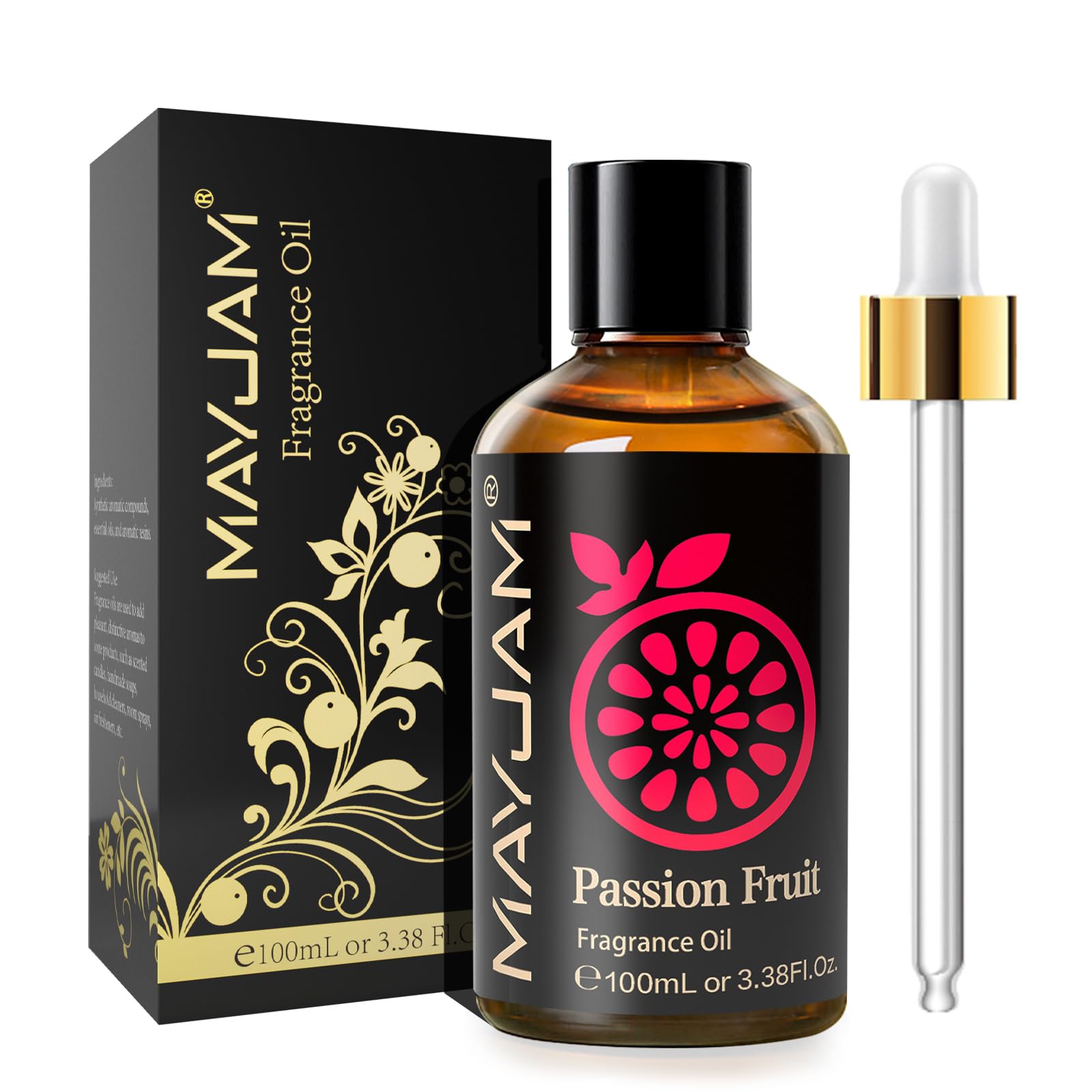 MAYJAM Passion Fruit fragrance oil in 100ml amber glass bottle