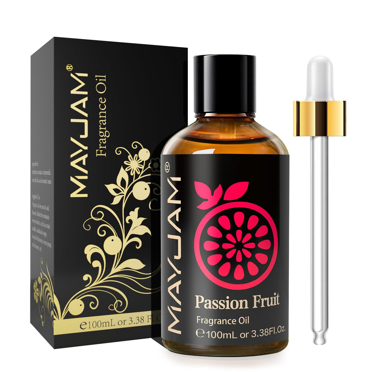 MAYJAM Passion Fruit fragrance oil in 100ml amber glass bottle