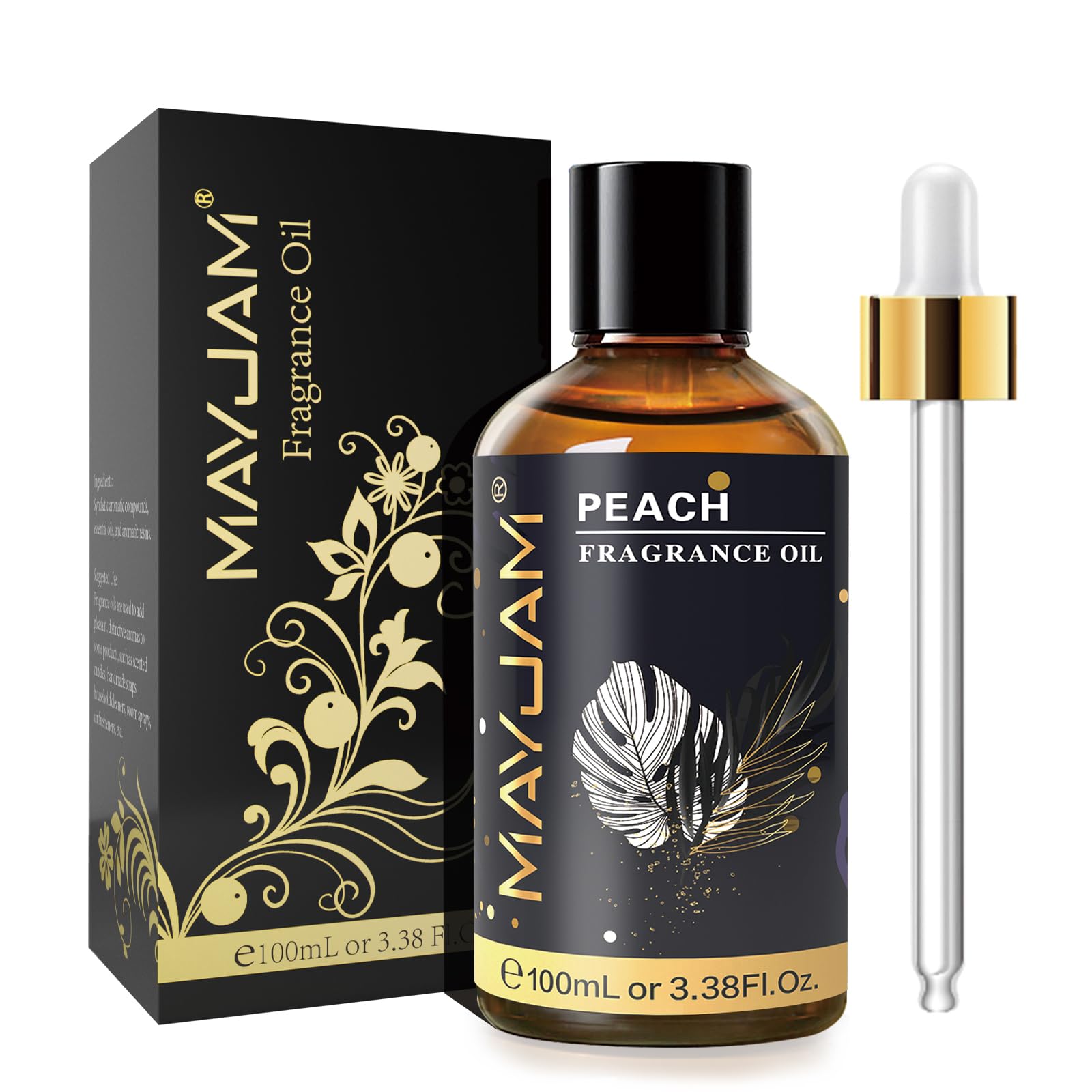 MAYJAM Peach fragrance oil in 100ml amber bottle