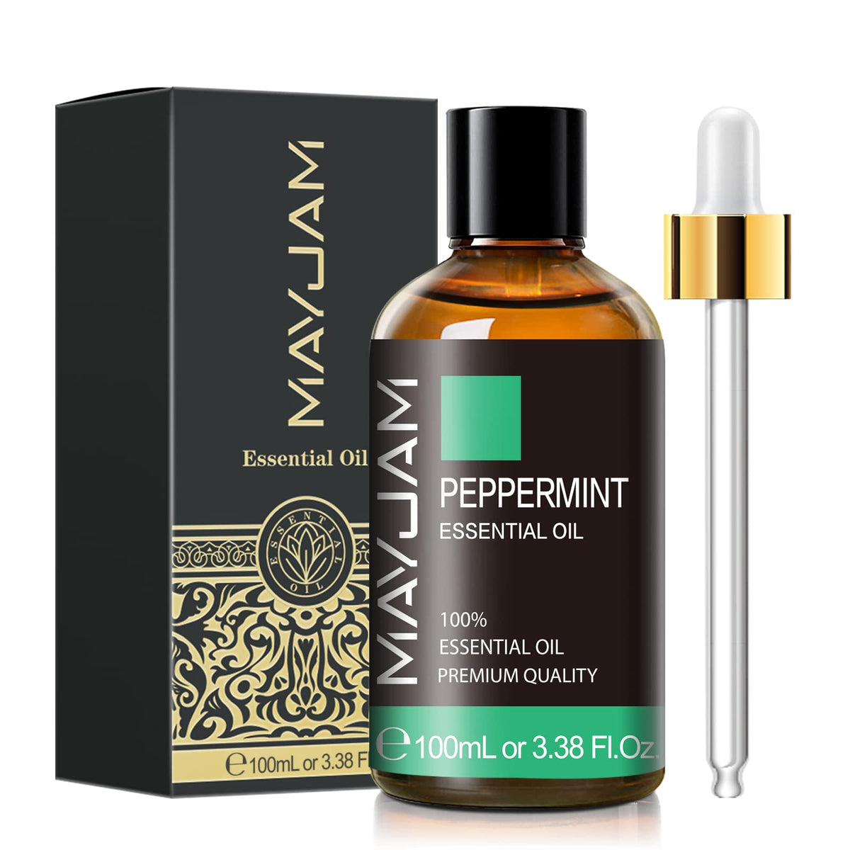 MAYJAM Peppermint Essential Oil in a 100 ml amber glass bottle