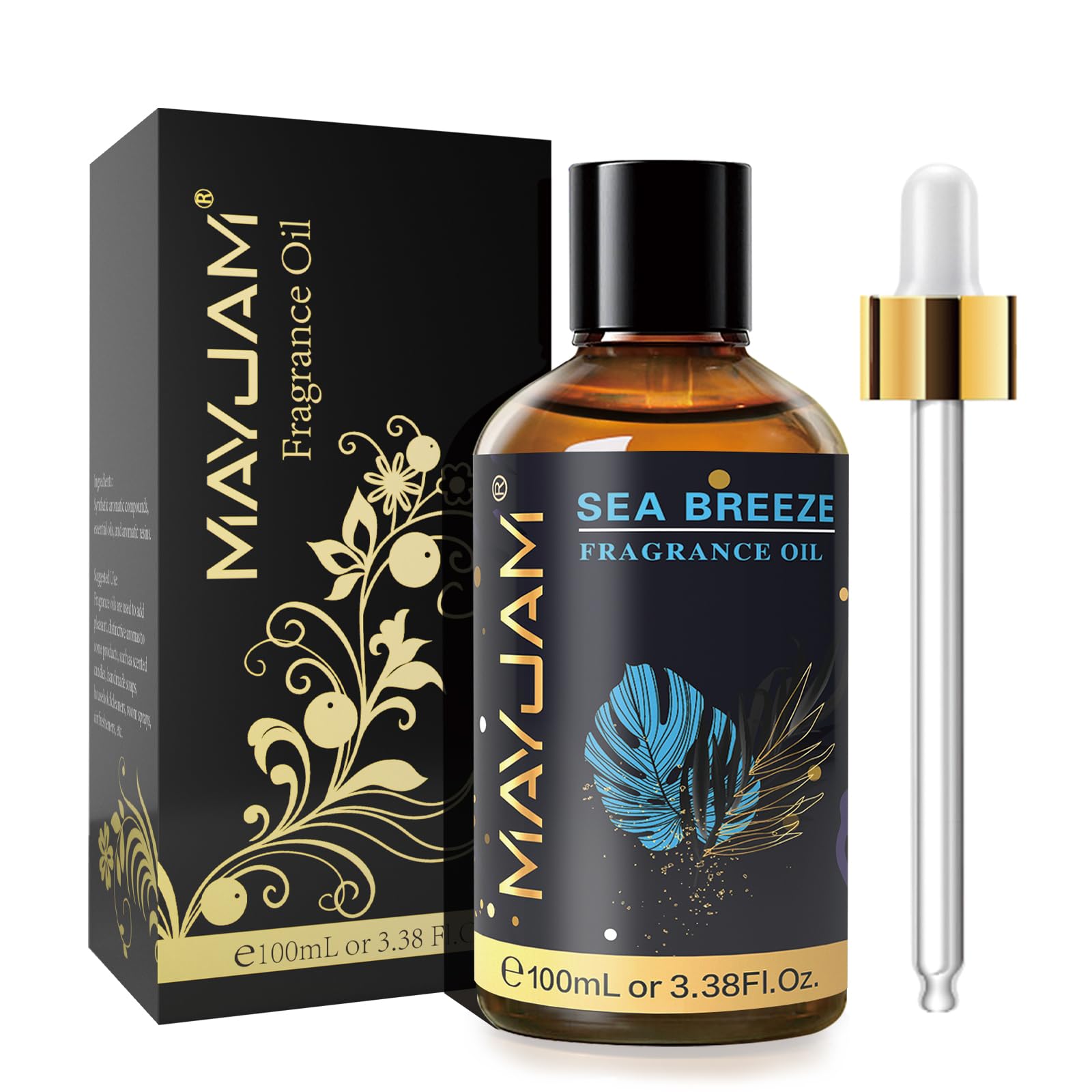 MAYJAM Sea Breeze fragrance oil in 100ml amber glass bottle