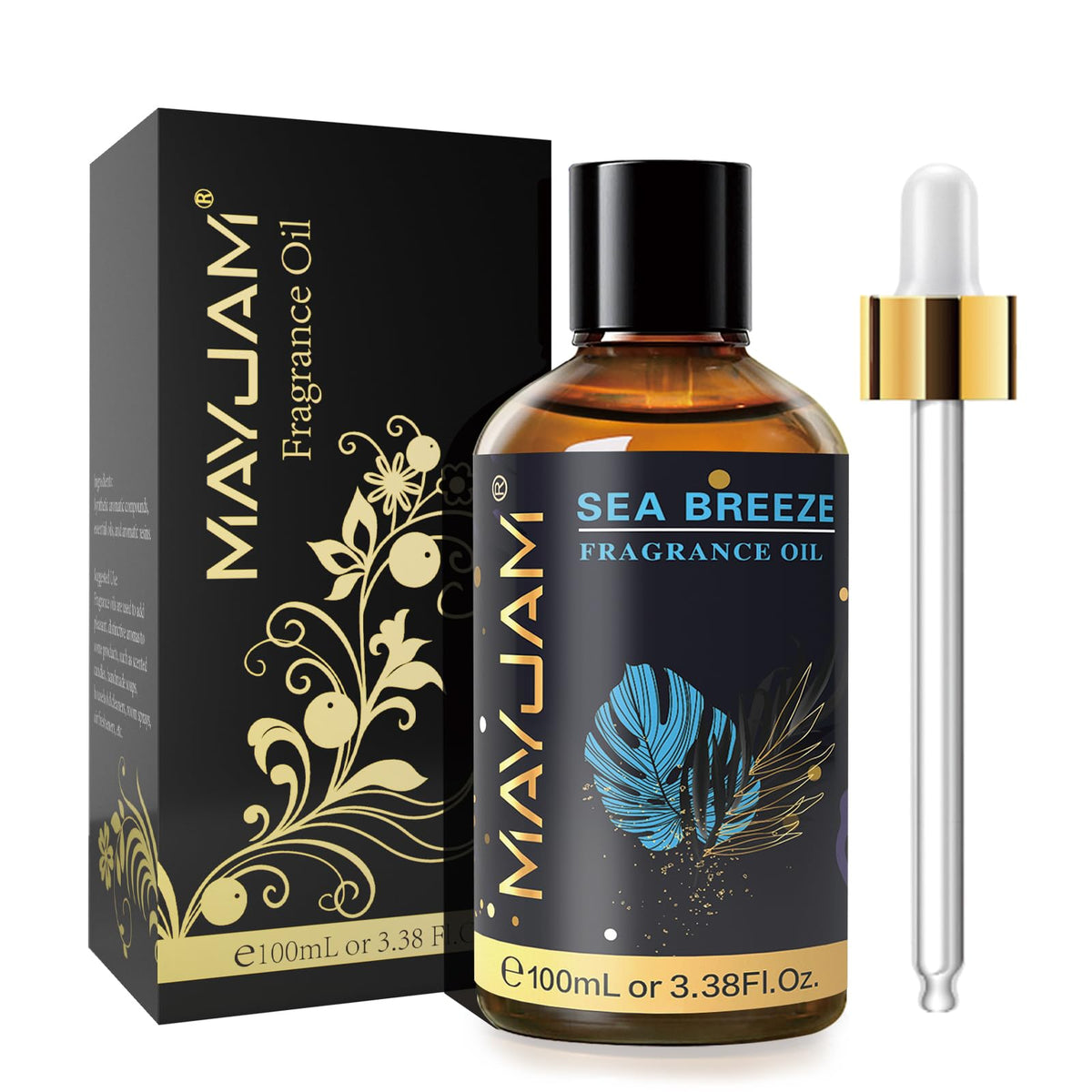 MAYJAM Sea Breeze fragrance oil in 100ml amber glass bottle