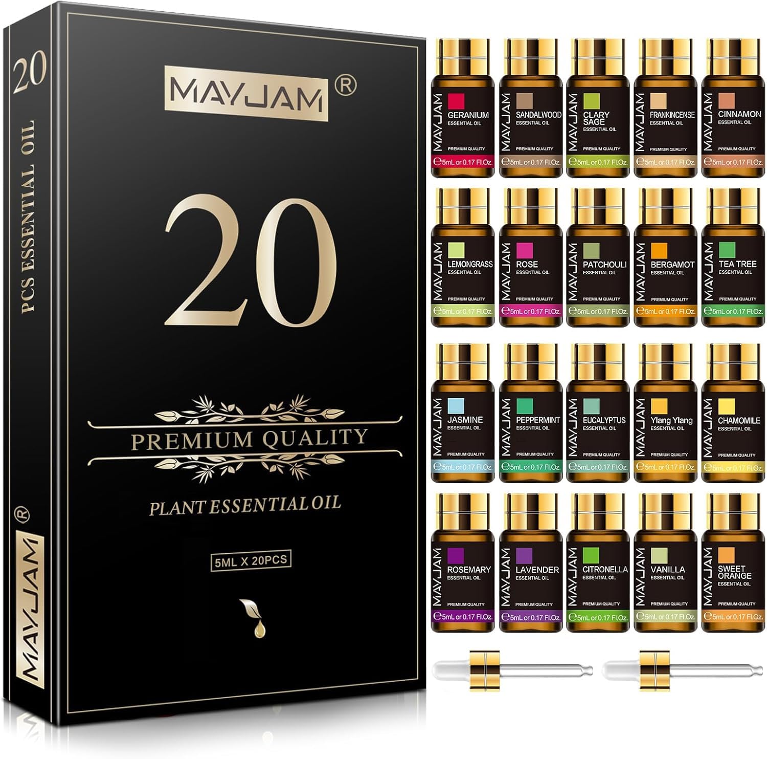 MAYJAM 20x5ml essential oil gift set packaging