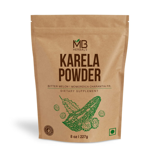 MB Herbals De-Seeded Karela Powder 227g jar label