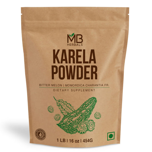 Front view of MB Herbals De-Seeded Karela Powder 454g (1 lb 16 oz)