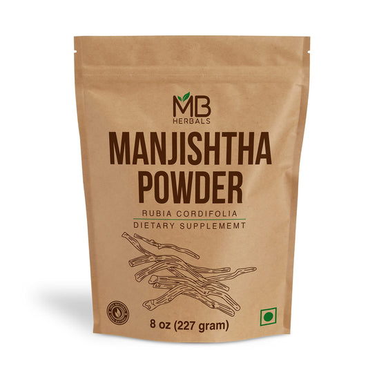 MB Herbals Manjistha Powder bottle – 8 oz (227 g) packaging