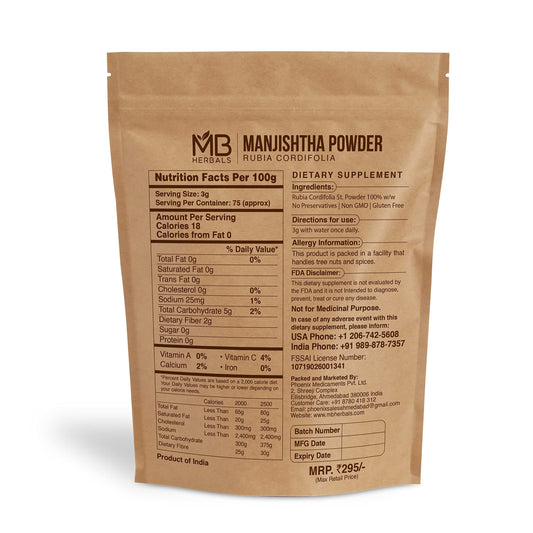Manjistha powder (Rubia cordifolia) for skin and hair care – powder form