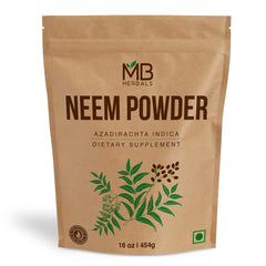 MB Herbals Neem Powder 454g bottle with wild crafted Neem Leaves from Saurashtra, India