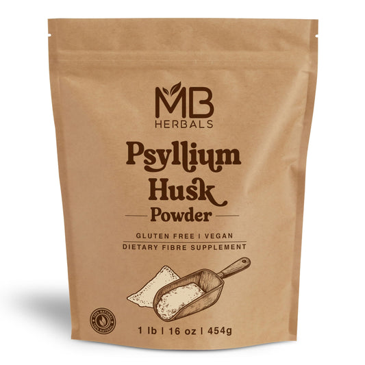 MB Herbals Psyllium Husk Powder 1 lb – ultra-fine, gluten-free, vegan, non-GMO