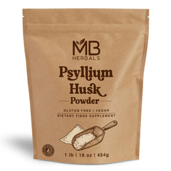 MB Herbals Psyllium Husk Powder 1 lb – ultra-fine, gluten-free, vegan, non-GMO