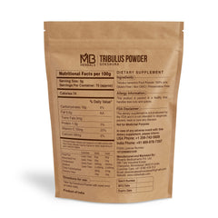 Tribulus terrestris powder in a scoop