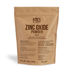MB Herbals Zinc Oxide Powder 8 oz packaging - uncoated and non-nano
