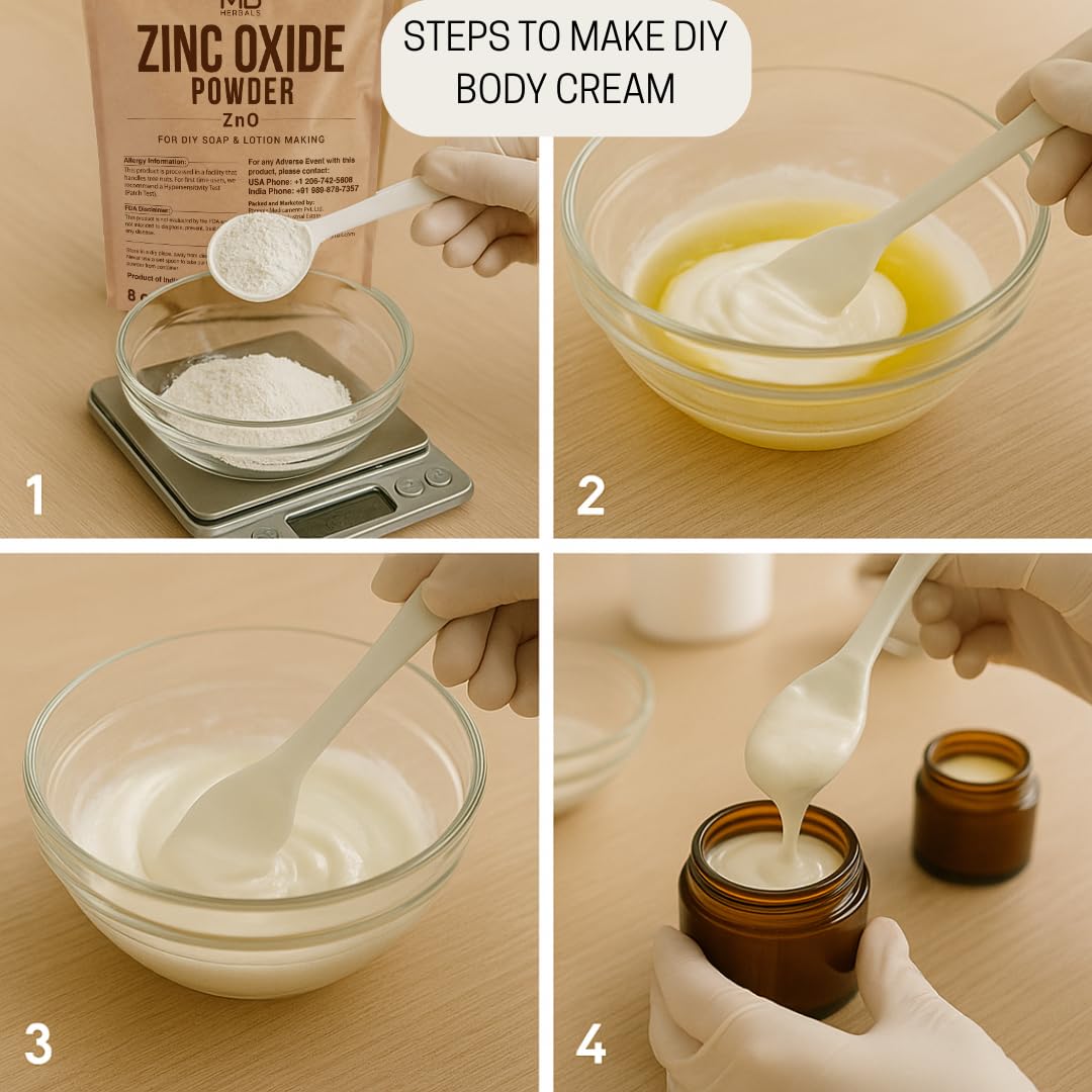 DIY sunscreen formula using zinc oxide powder (illustrative)