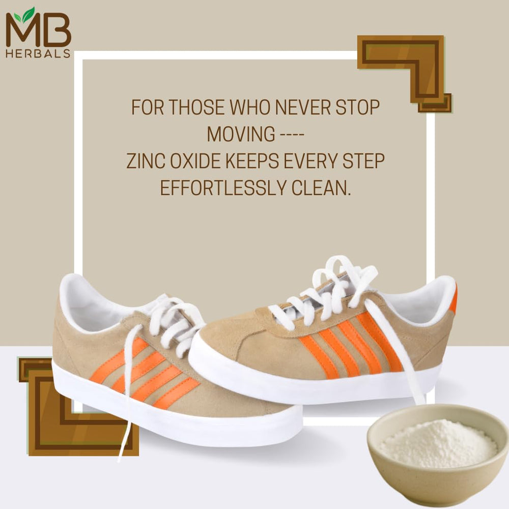 Zinc oxide powder label on MB Herbals container