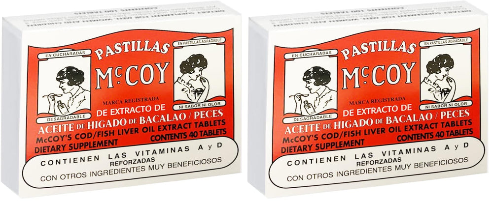 Label on Mccoy cod/fish liver oil extract tablets bottle