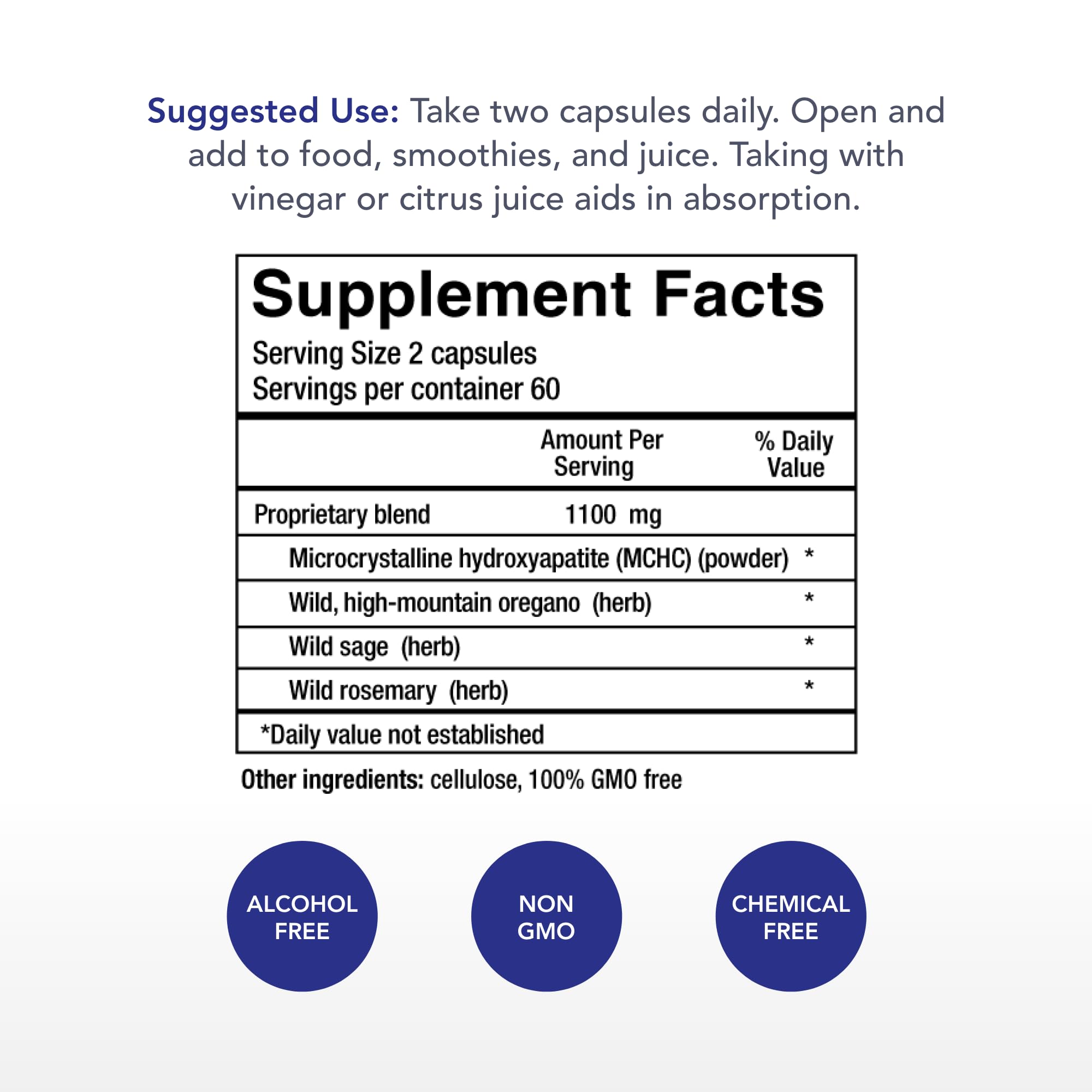 Microcrystalline hydroxyapatite (MCHC) for bone support