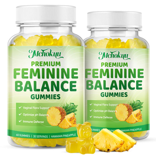Front view of Mchokuu Feminine Balance Gummies bottle