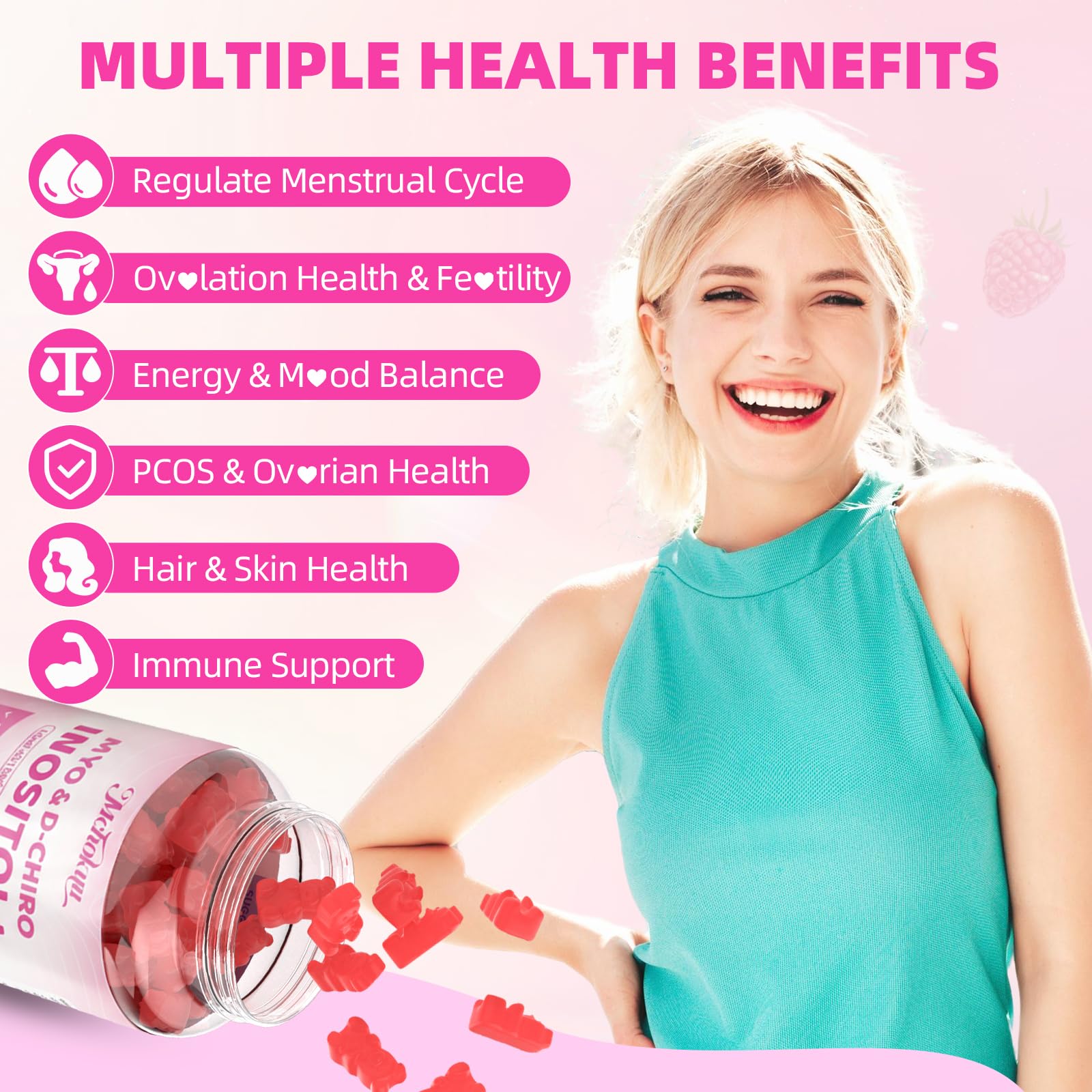 Gummies ingredients showing sugar-free and monk fruit sweetener