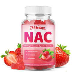 Bottle of Mchokuu NAC gummies strawberry flavor with 60 counts