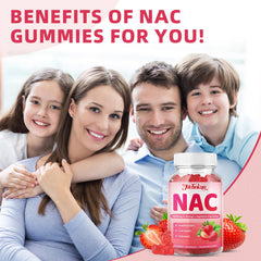 Close up of NAC gummies showing 1000 mg per gummy