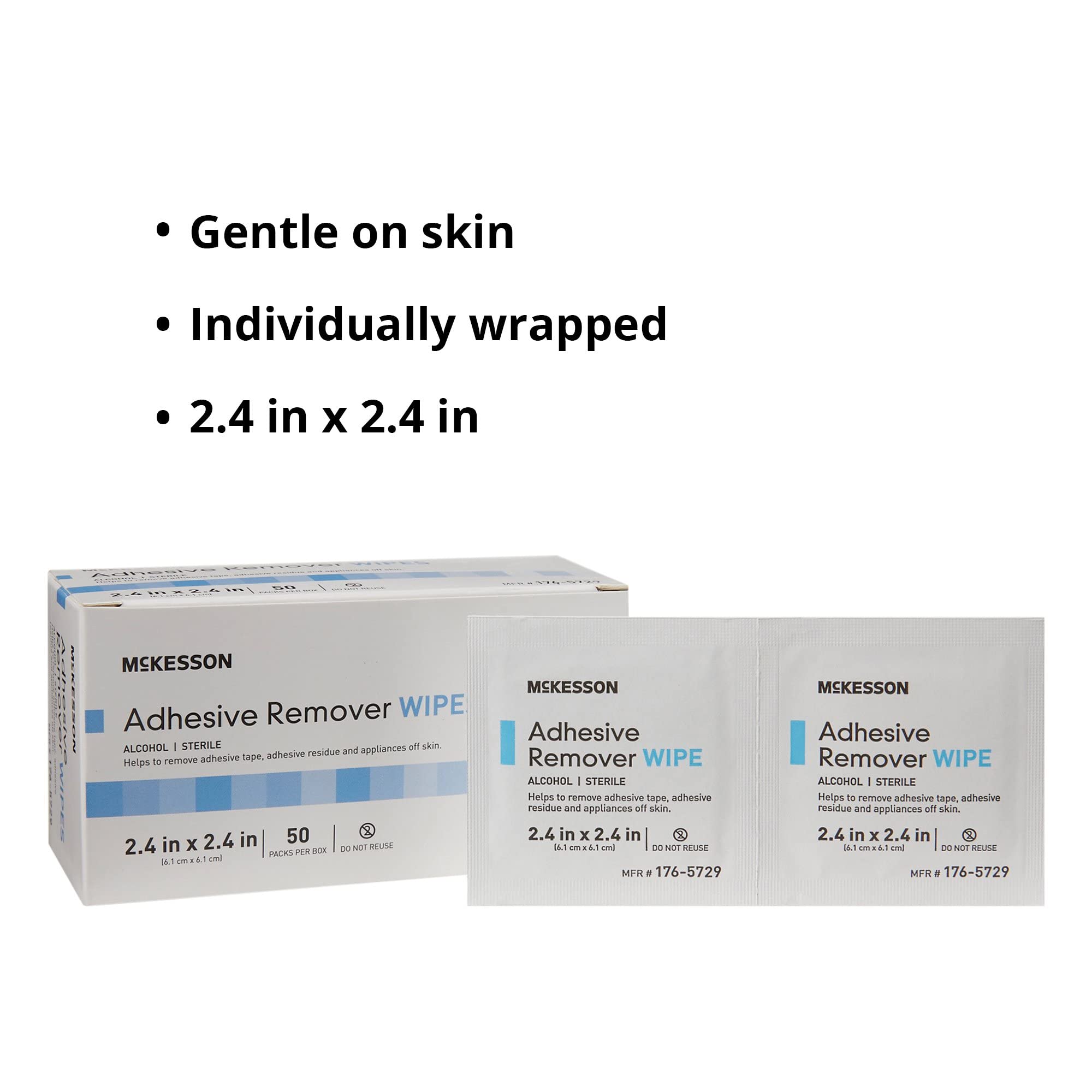 Applying McKesson adhesive remover wipe to skin during device changes.