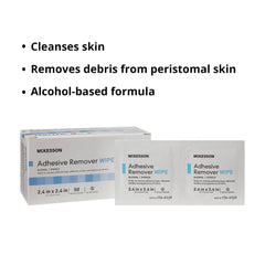 Close-up on McKesson wipe label showing sterile, ready-to-use design.