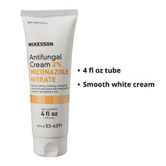 Ingredient panel close-up highlighting miconazole 2% in McKesson cream.