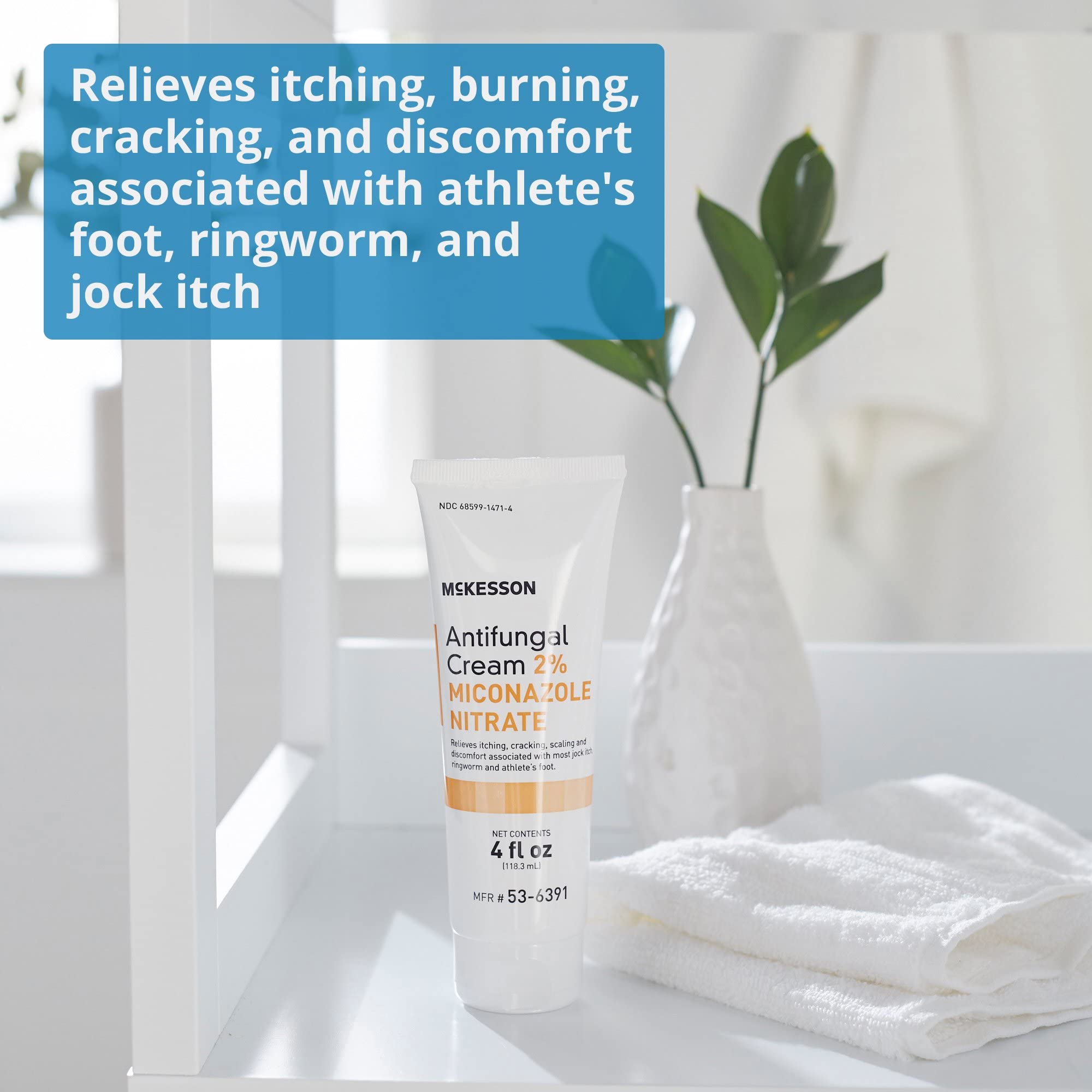 Latex-free symbol on McKesson cream packaging signaling skin-friendly formula.