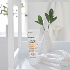 McKesson antifungal cream packaging with tube and box for home use.